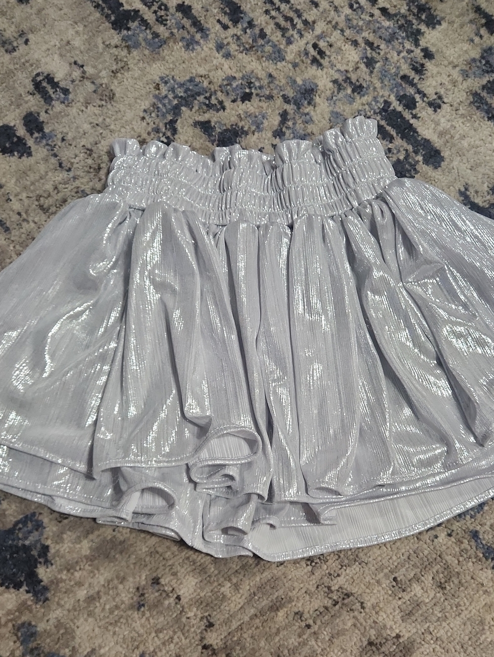 Lola And The Boys Shimmery Silver Ruffled Skort